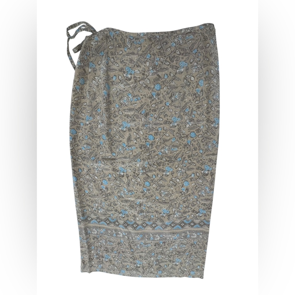 The Limited Taupe and Light Blue Floral Tie-Waist Sarong - Picture 4 of 6